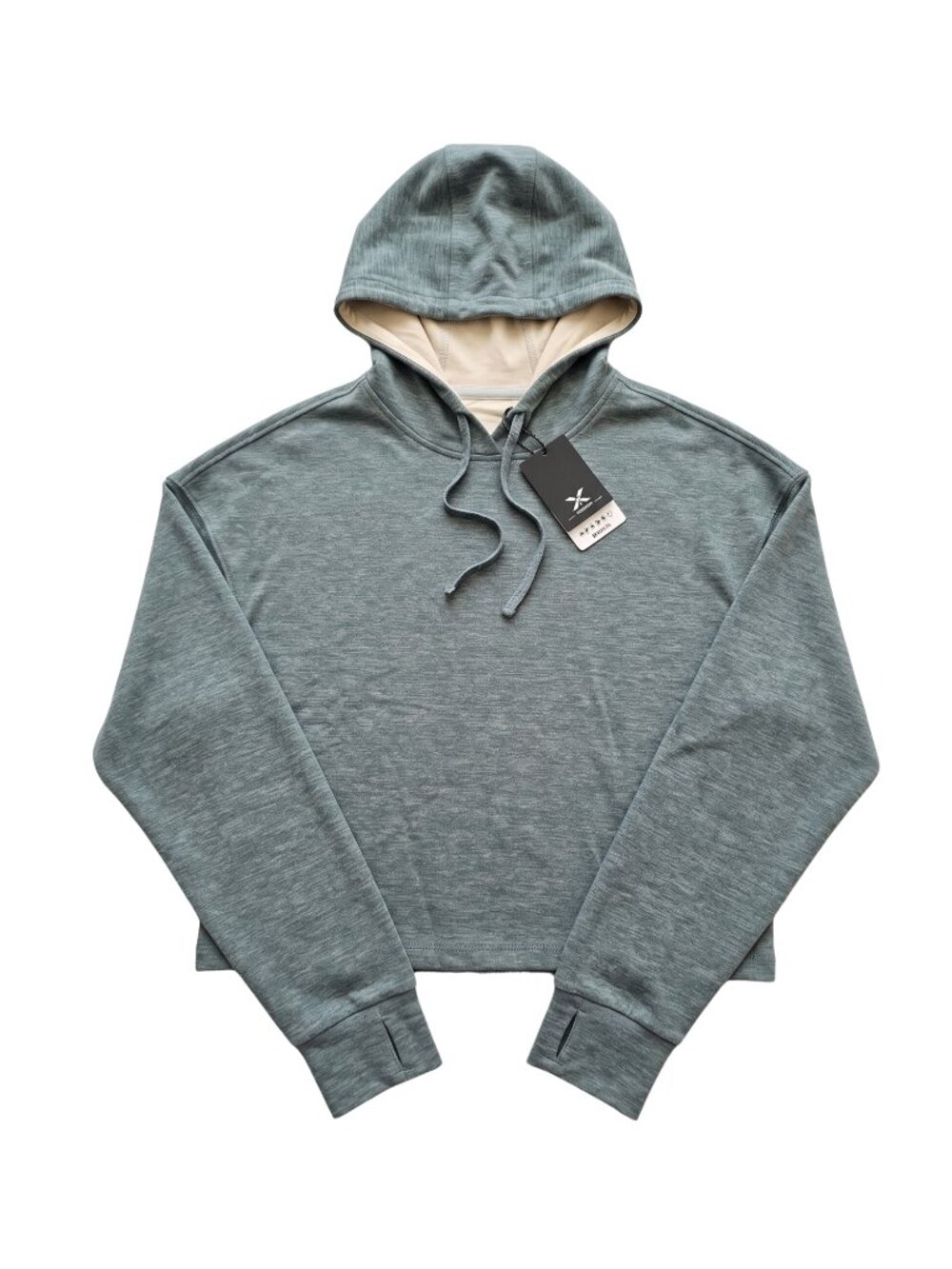 NWT | Moheen Oversized Cropped Fleece-Lined Hoodie with Thumbholes XL